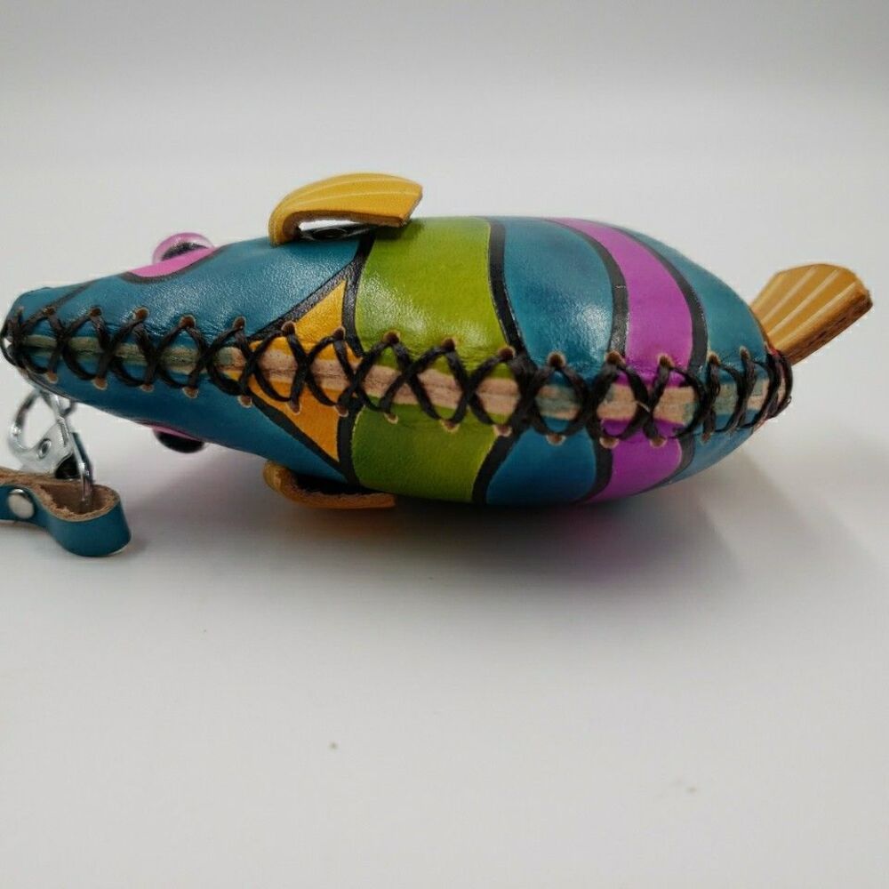 Tropical Fish Wristlet Coin Purse Handmade Leather Zipper Pouch Cruise Accessory - Picture 7 of 15